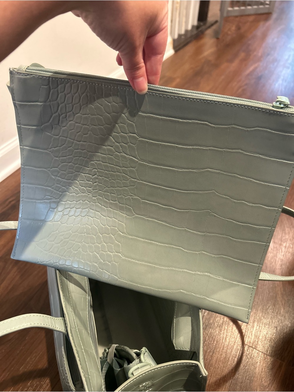New Beis mini work tote in slate croc - Picture 11 of 14